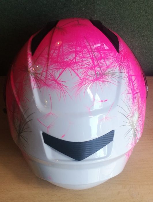 NOWY Damski Kask motocyklowy LS2 + blenda różowo-biały