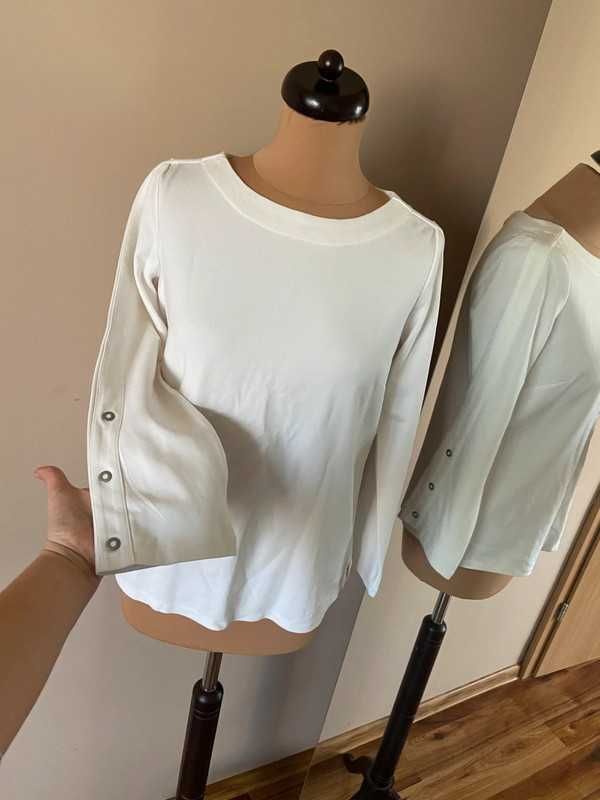 M l 38 40 tatuum bialy sweter bluza basic guizki na rekawach wiosna