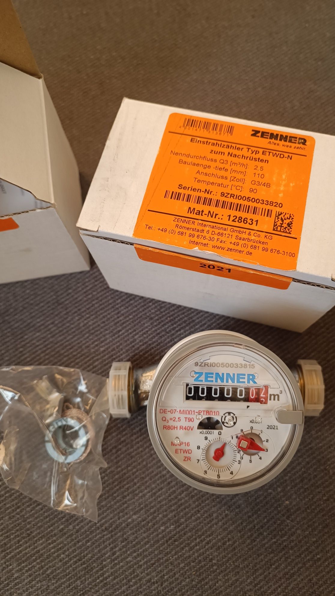 Счетчик горячей воды ZENNER ETWD-N Q3=2,5 L=110 DN=15mm