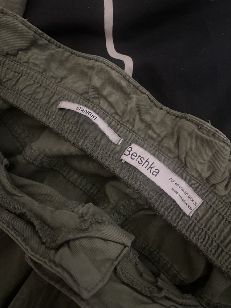 cargo pants khaki spodnie na gumce z kieszeniami