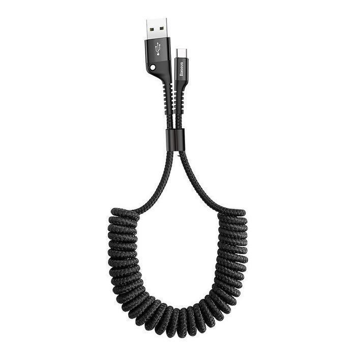 Kabel Usb Do Usb-C Sprężynowy Baseus Spring 1M 2A (Czarny)