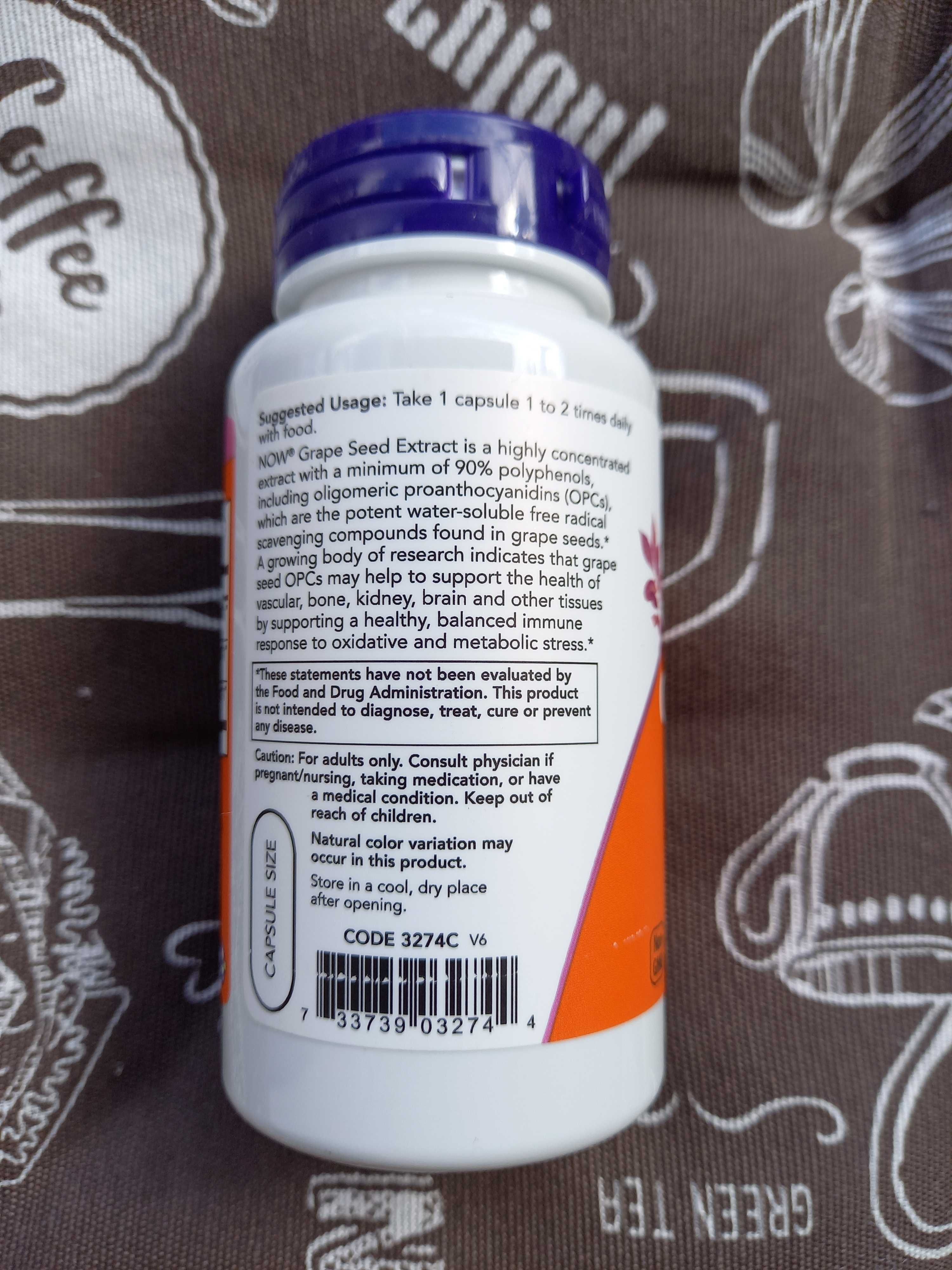 Now Foods екстракт виноградних кісточок Grape Seed Extract антиоксидан