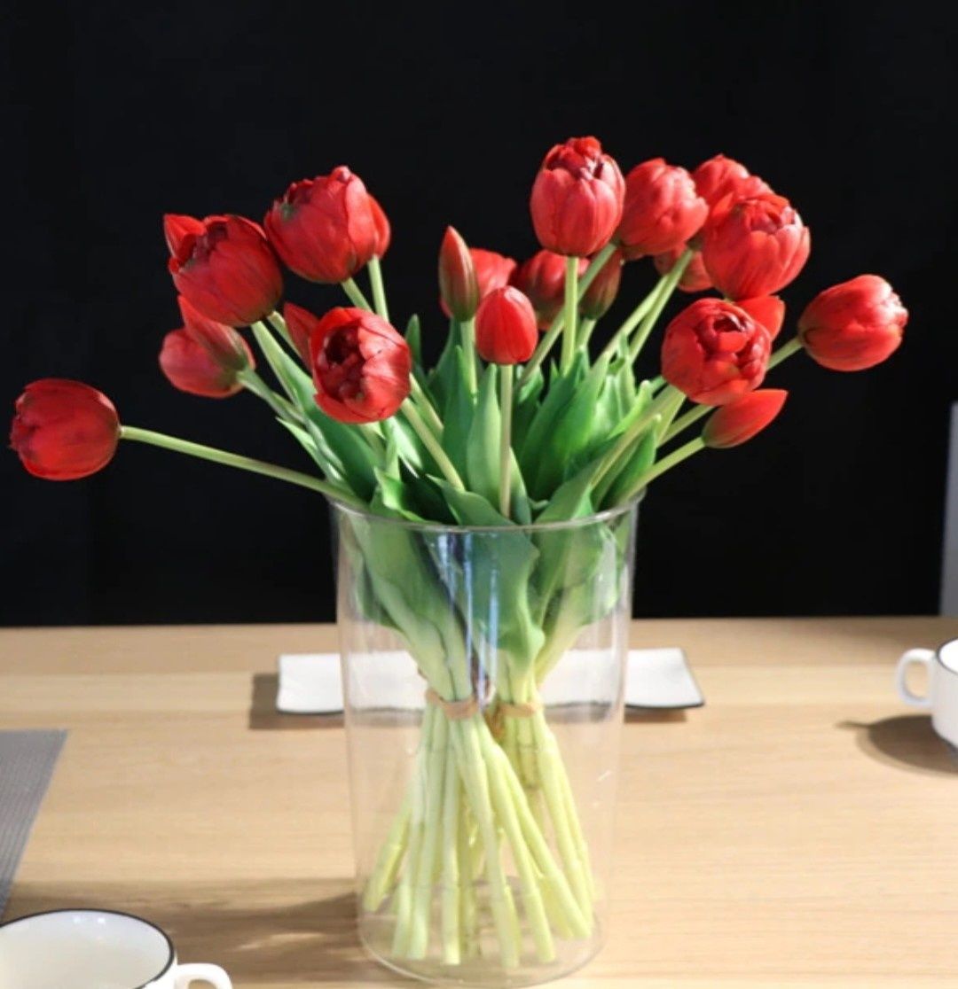 Tulipany silikonowe czerwone jak żywe 40 cm 5 sztuk