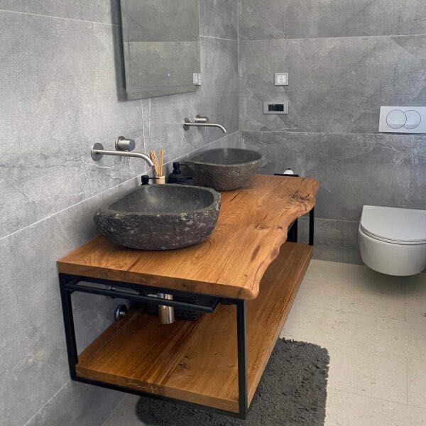 Blat łazienkowy lite drewno dębowy live edge