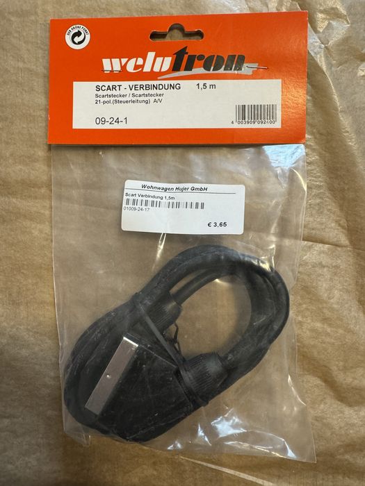 Kabel wtyczka SCART 1,5 m długość A/V