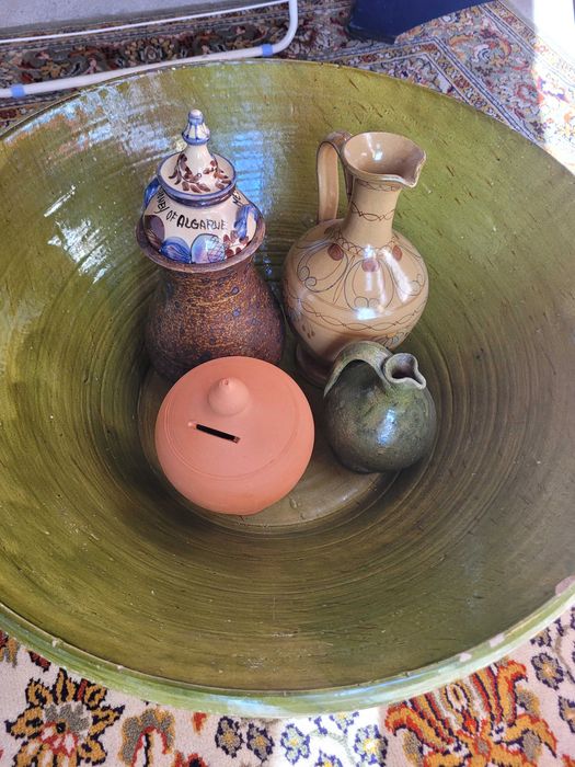 Alguidar em barro 60cm + 5 peças em barro