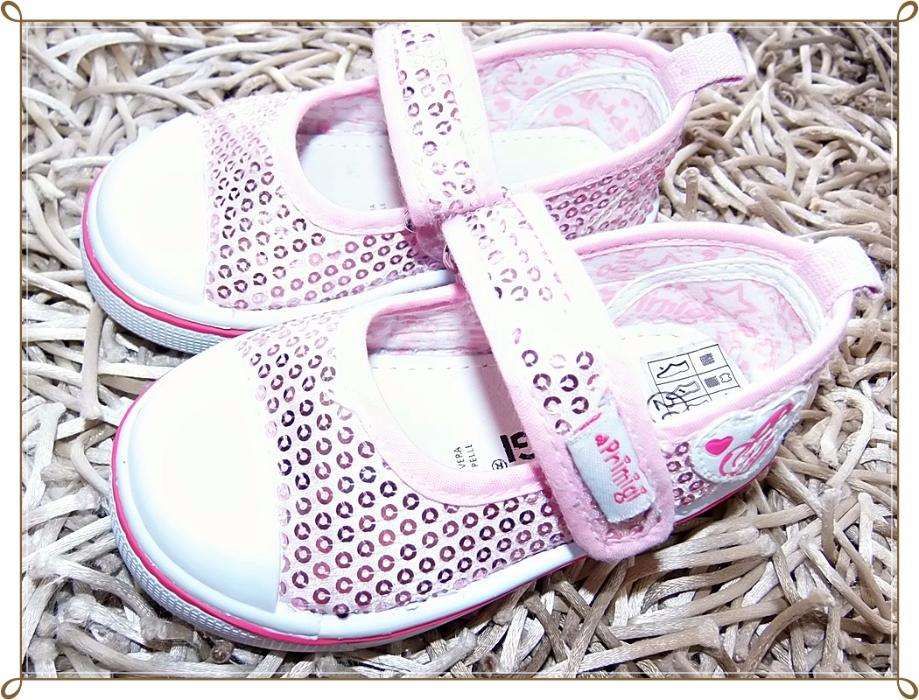 PRIMIGI extra BALERINKI KAPCIE SKÓRA cekiny róż roz. 20_ 12 cm