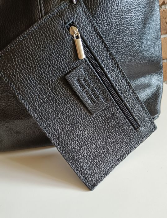 Torebka włoska skóra naturalna shopper hobo na ramię i do ręki czarna