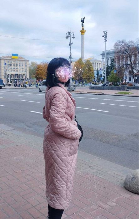 Пальто стьобане колір пудра М 46