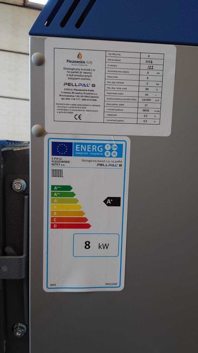 Kocioł c.o. na pellet 8kW PellPal Slim Dotacja 5 klasa Ekodesign 40cm