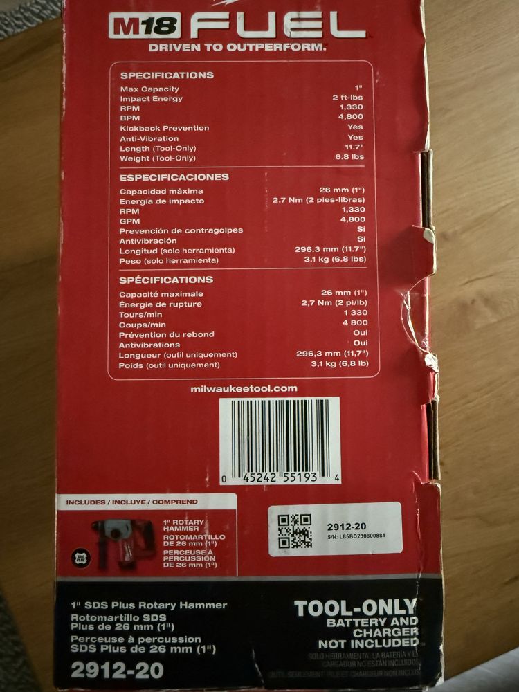 Młotowiertarka akumulatorowa Milwaukee M18