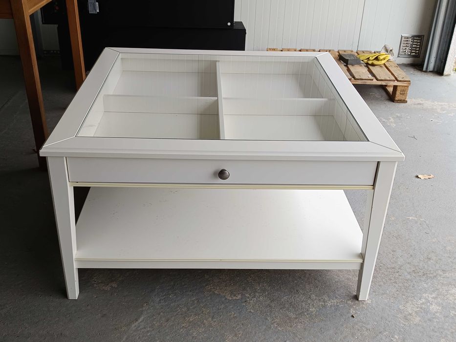 Ława stolik kawowy szklany blat schowek IKEA