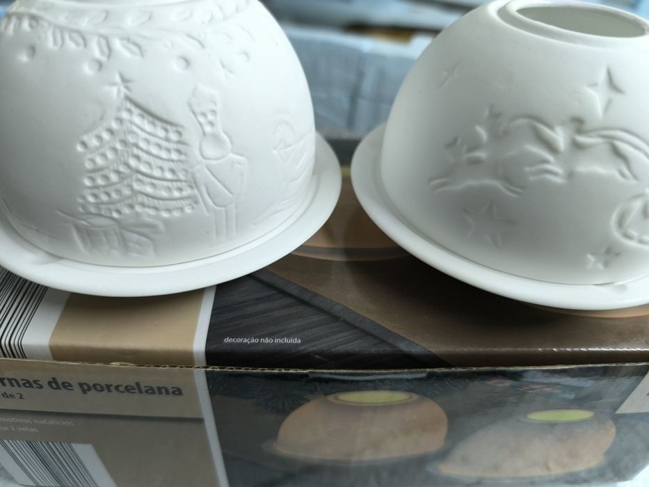 Conjunto de 2 lanternas em porcelana - novas