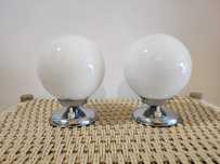 Dois candeeiros bola vidro brancos *VINTAGE*