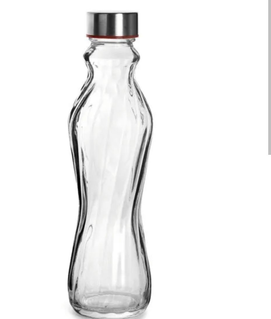 Conjunto 4 garrafas vidro, rolha rosca inox 500 ml