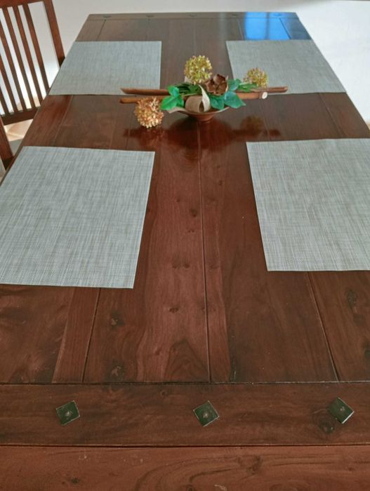 Stół Frederika, Jysk do jadalni plus dwie dostawki, 4 krzesła, DREWNO!