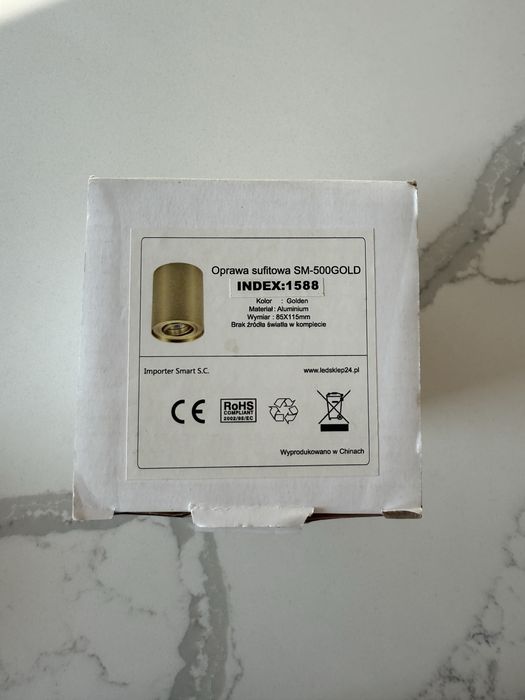 Oprawa sufitowa halogen tuba sm-500gold złota aluminium 85x115mm nowa