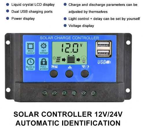 Solarny regulator ładowania akumulatora 60A - sterownik UNIWERSALNY