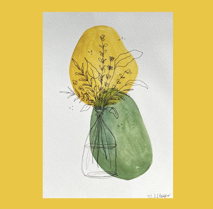 Obrazek obraz plakat boho minimalizm kwiaty bukiet wazon liscie prezen