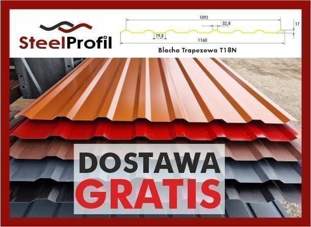 DOSTAWA GRATIS! Blachy Trapezowe T18 Blacha Trapezowa 20,29 PLN NETTO