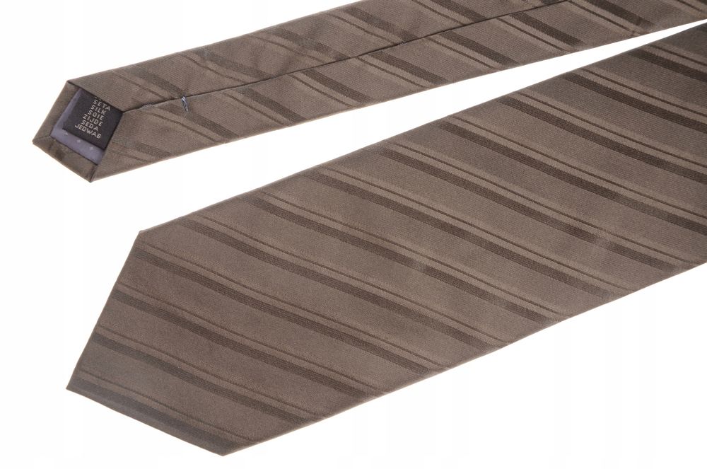 ESPRIT jedwabny oliwkowy krawat w paski 9 cm