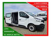 Renault Trafic Long *62999zł NETTO* Brygadówka 6 osób 1,6dCi/120KM  Duża Navi, Klima, 4x Airbag, Tempomat, Czujniki, Kamera, Hak 2000kg
