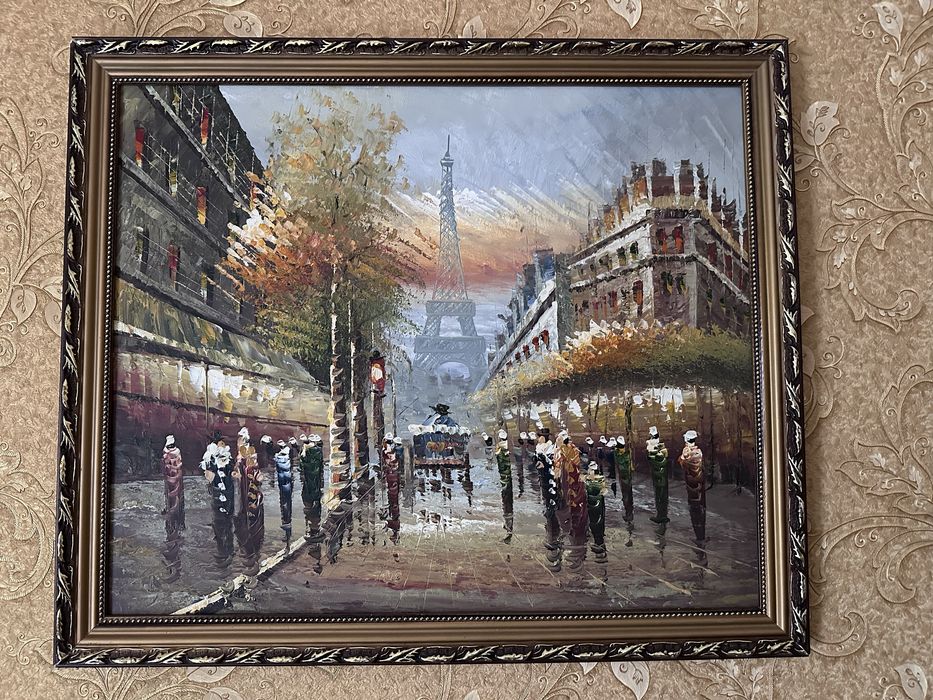 Картина маслом. Париж 19 век.