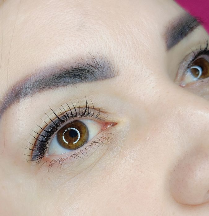 Ламинирование ресниц. Оформление бровей, покраска. Бабурка