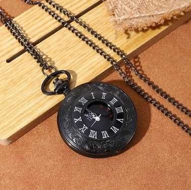 Retro zegarek kieszonkowy kwarcowy na łańcuszku na prezent walentynki