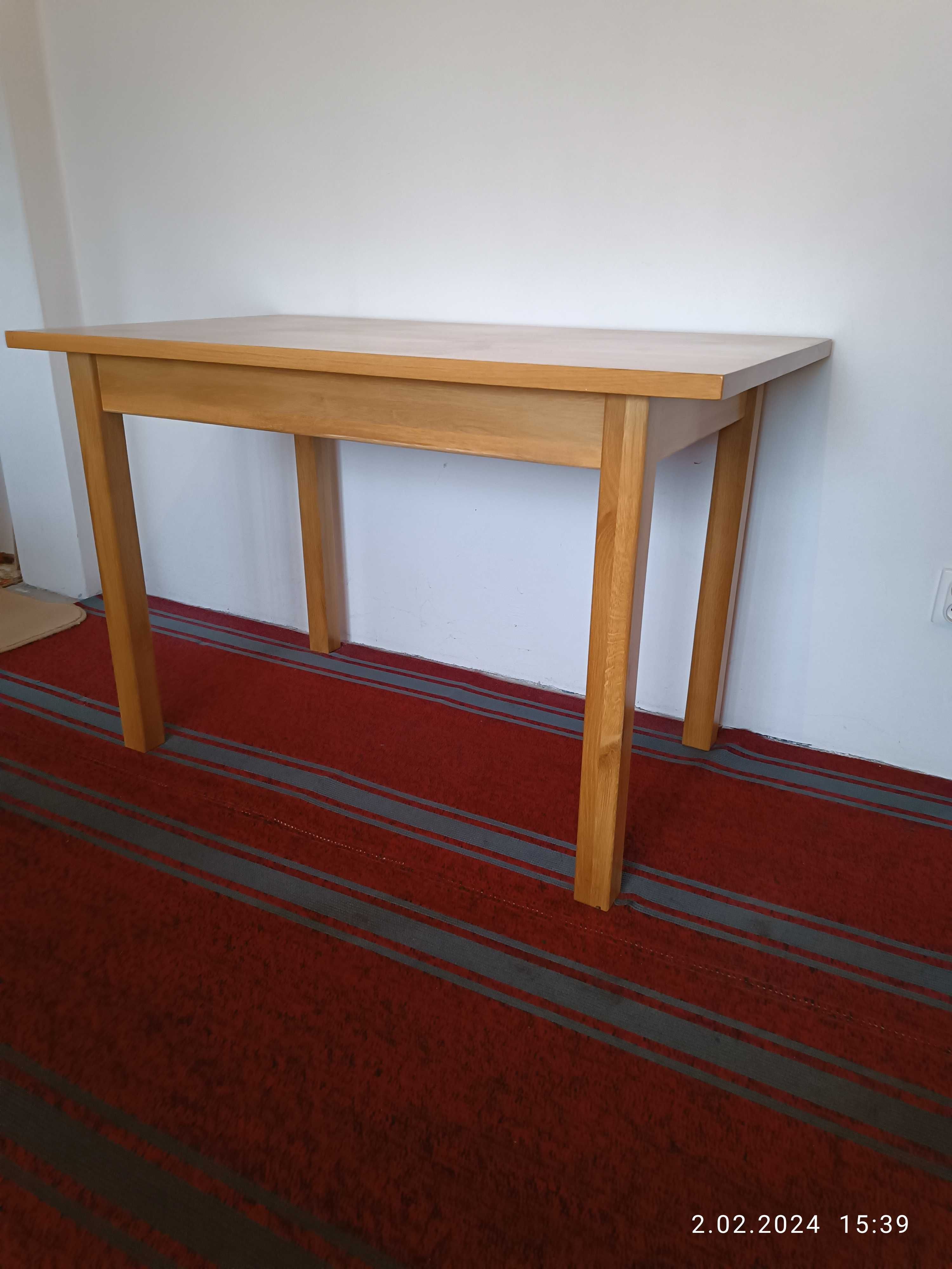 nowy stół drewniany dębowy bez sęków 120x70cm blat 3cm