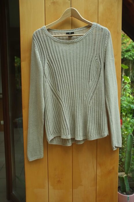 dziergana beżowa lejąca bluzka crochet H&M ażurowa sweterek lekki