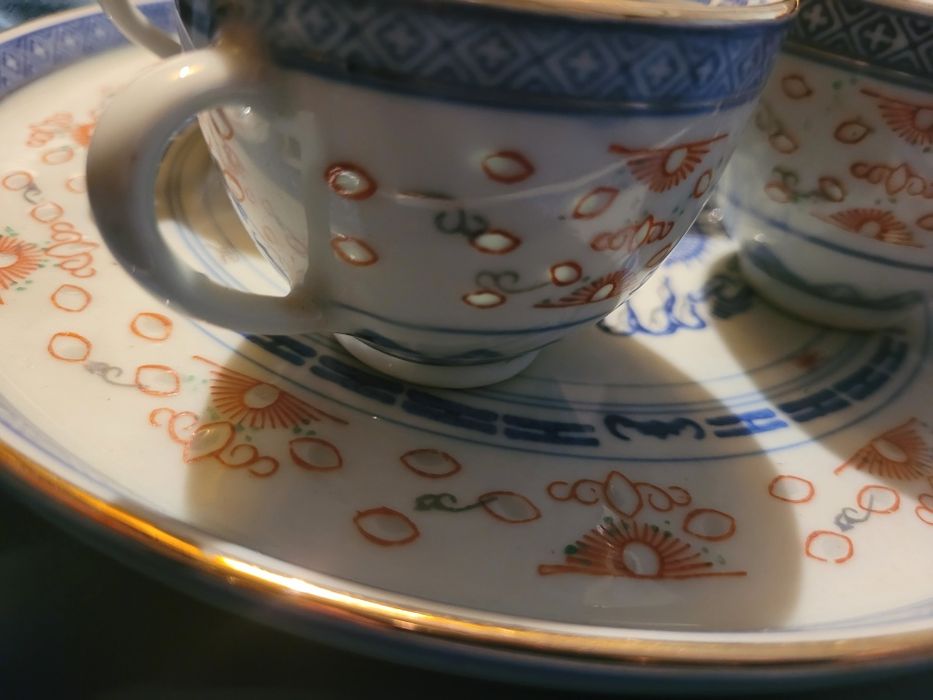 Talerz 27cm 4 filiżanki ryżowa porcelana chińska patera