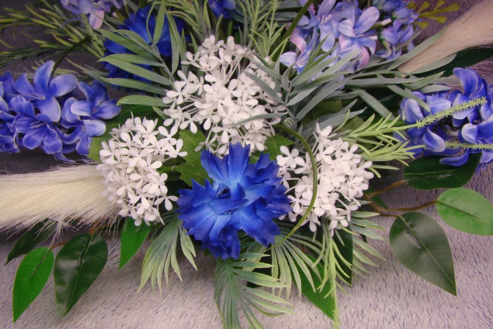 Stroik na grób cmentarz niebieski komplet nr 2w