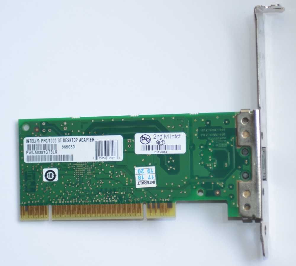 Intel PRO/1000 GT Ethernet   (RJ-45)  10/100/1000 PCI