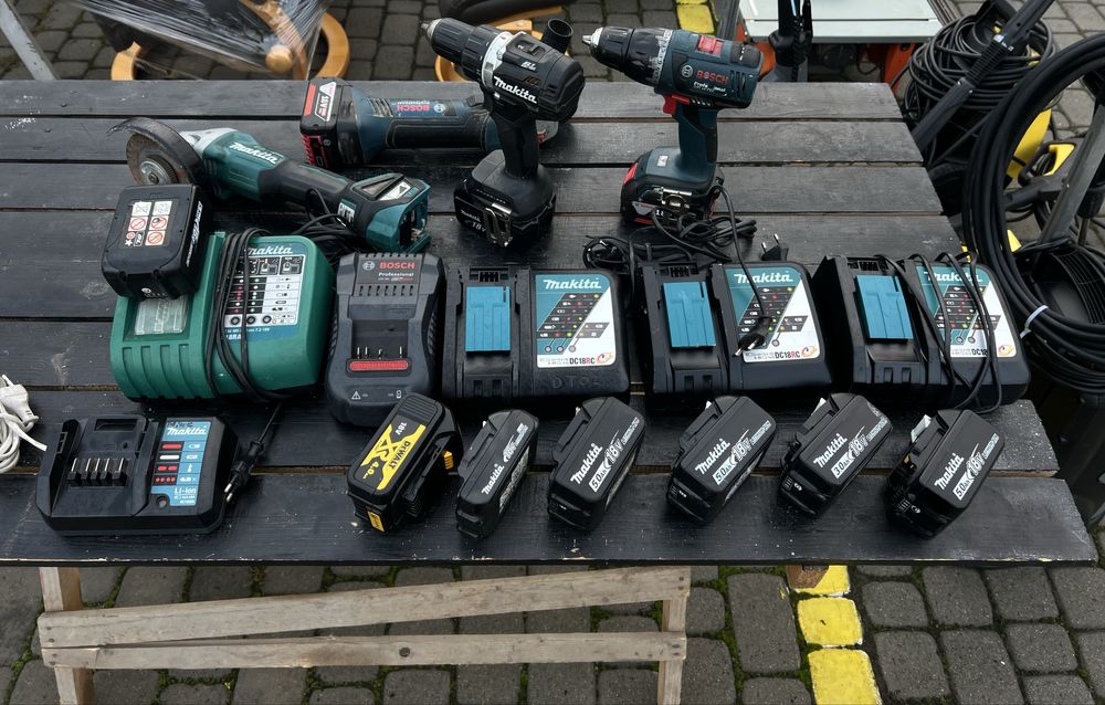 Колонка, зарядне, болгарка, шуруповерт,акумулятор Bosh, Makita, DeWalt