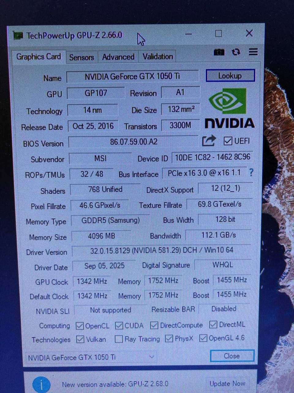 GeForce GTX 1050 Ti AERO ITX 4G