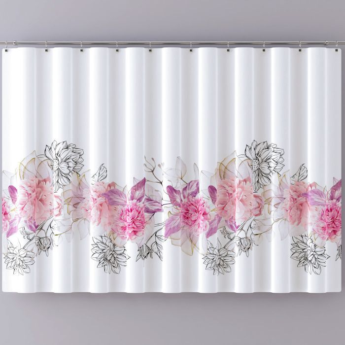 Firanka woal Piwonie gotowa na taśmie 240x150cm Okazja!!