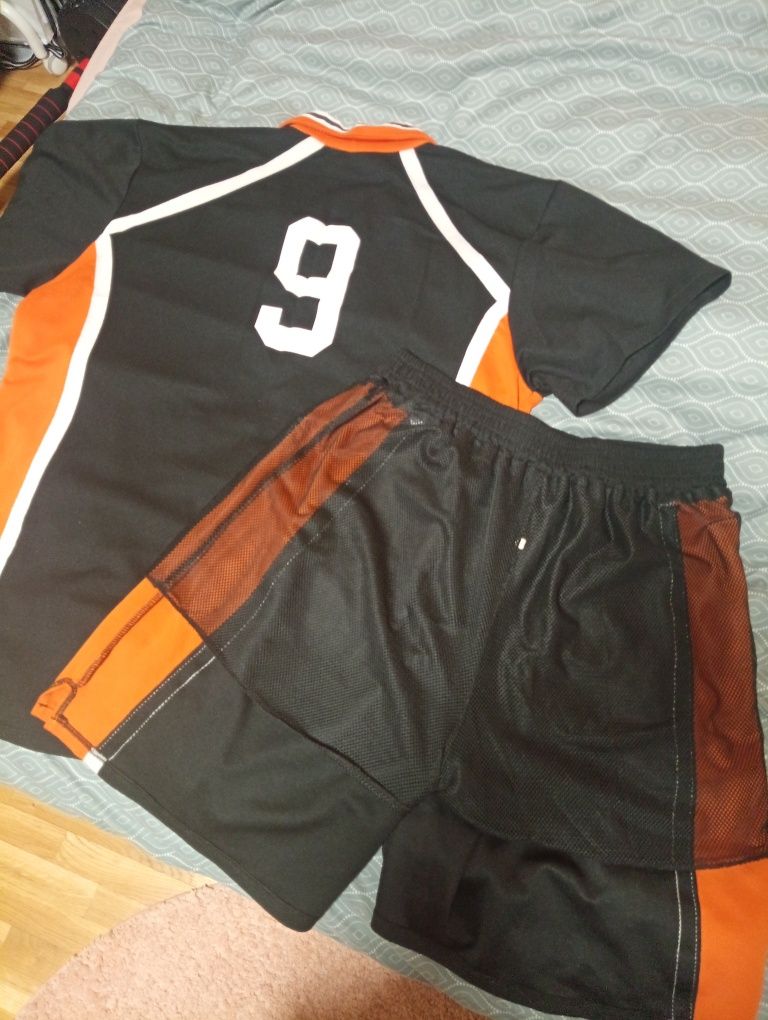 Haikyuu! Karasuno High School Jersey #9 Black Orange Cosplay