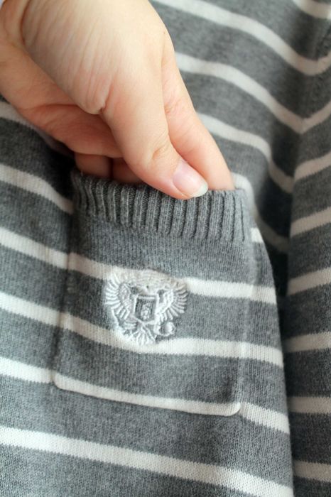 męski szary sweter premium w białe paski Selected