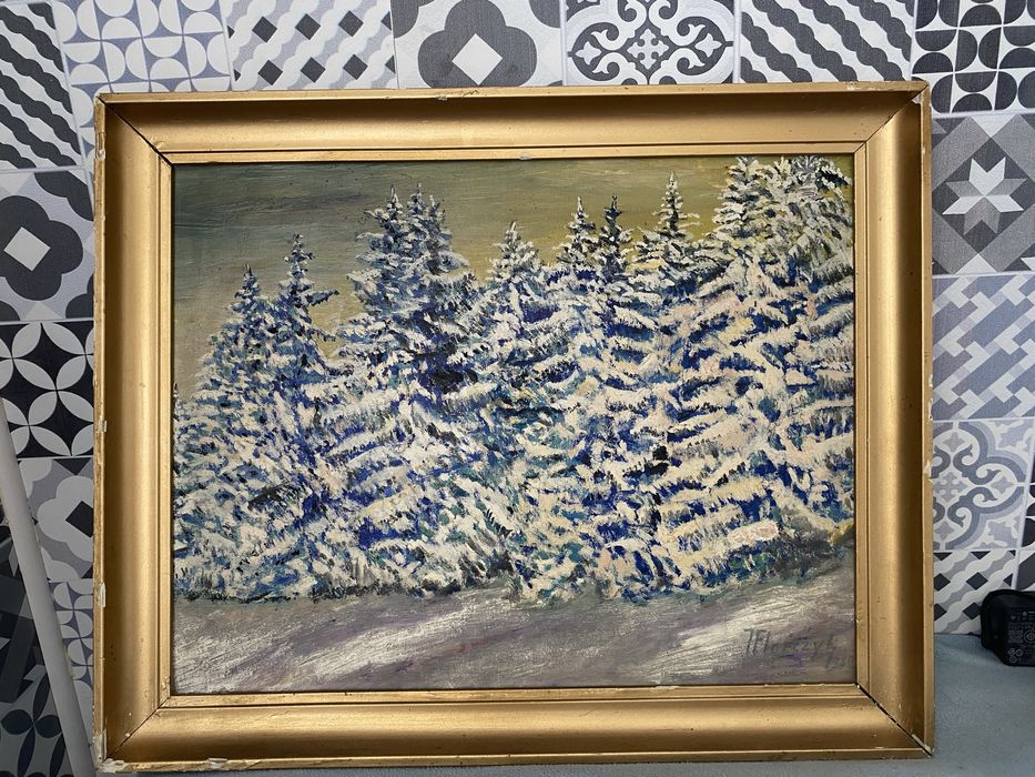 Zimowy pejzaż – oryginalny obraz z podpisem artysty