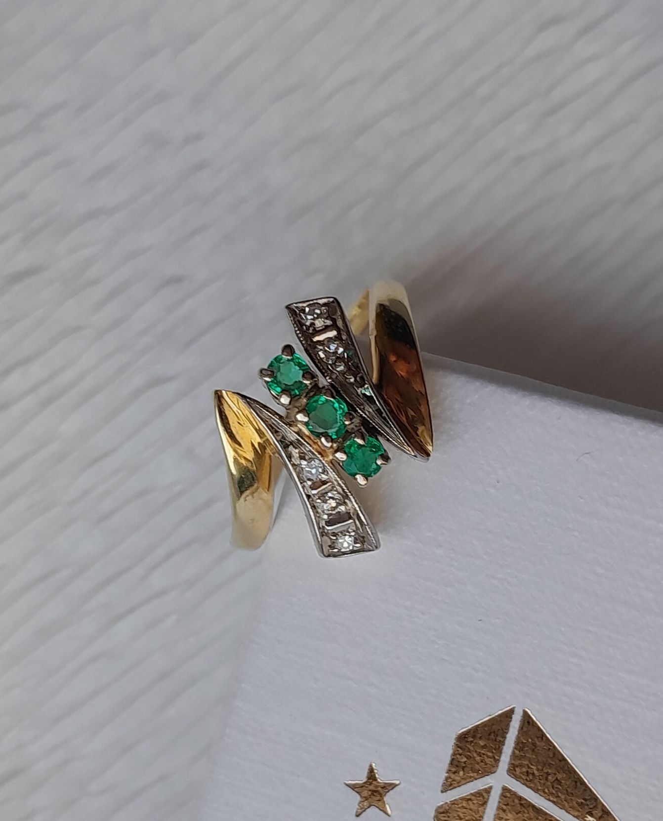R.11 Pierścionek 3.15g Szmaragdy Diamenty Złoto 585 WYCENA