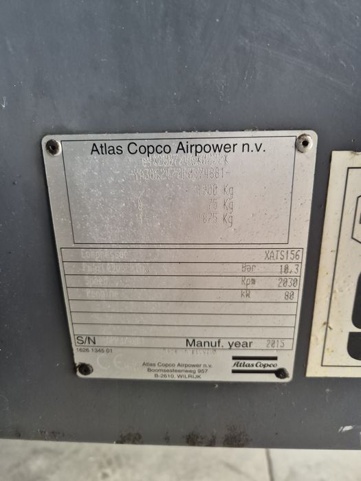 Atlas copco XATS 156 10,3Bar 2015r.