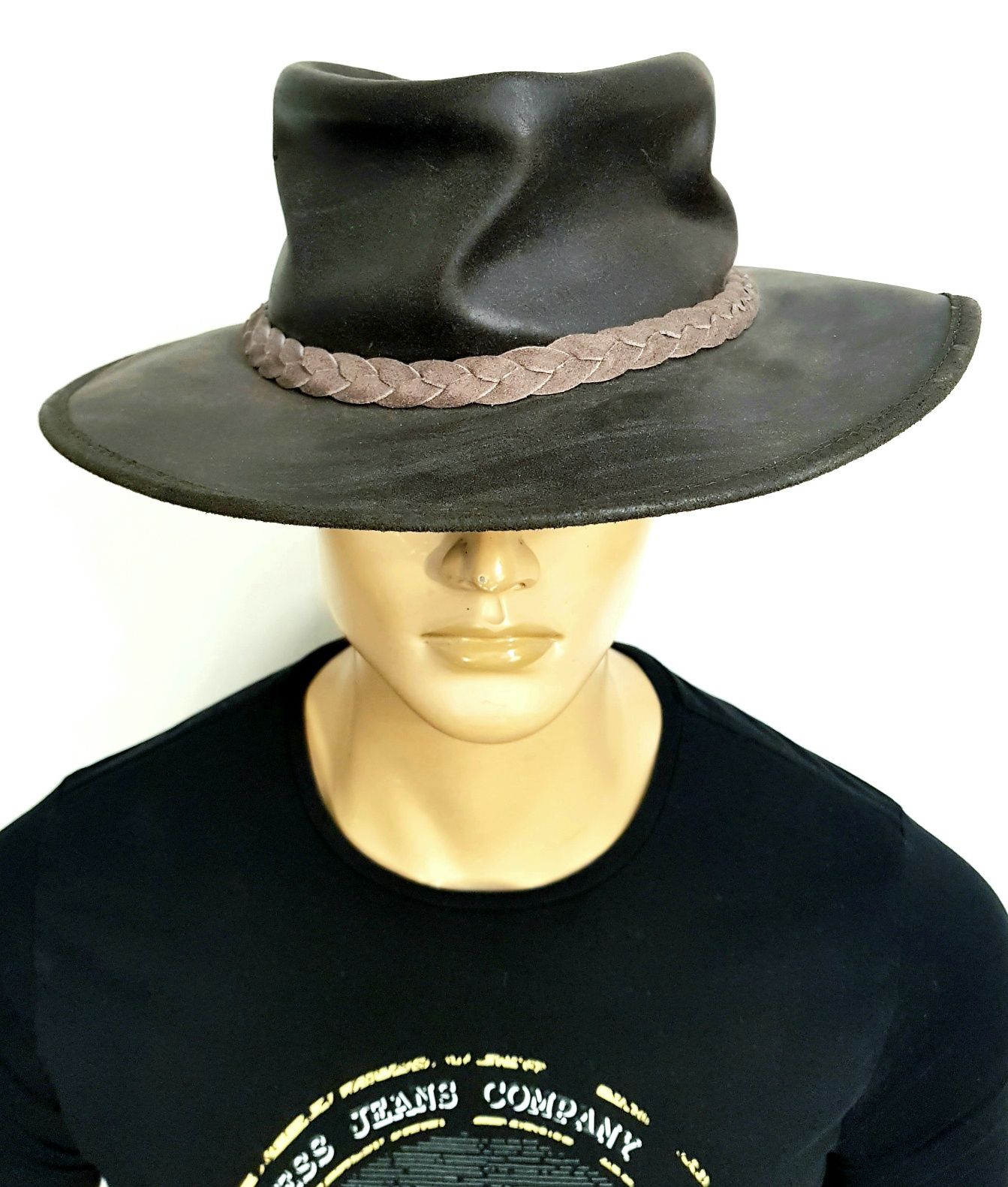 The Swagman męski skórzany kapelusz rozmiar XXL