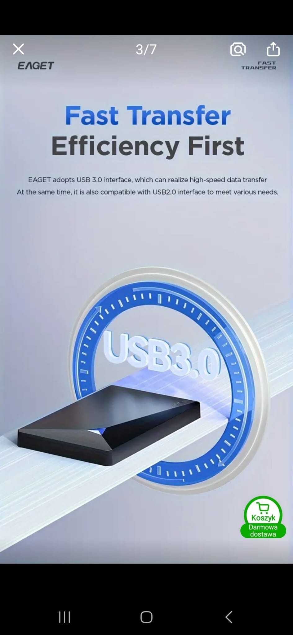 Dysk zewnętrzny HDD, 500 GB, USB 3.0