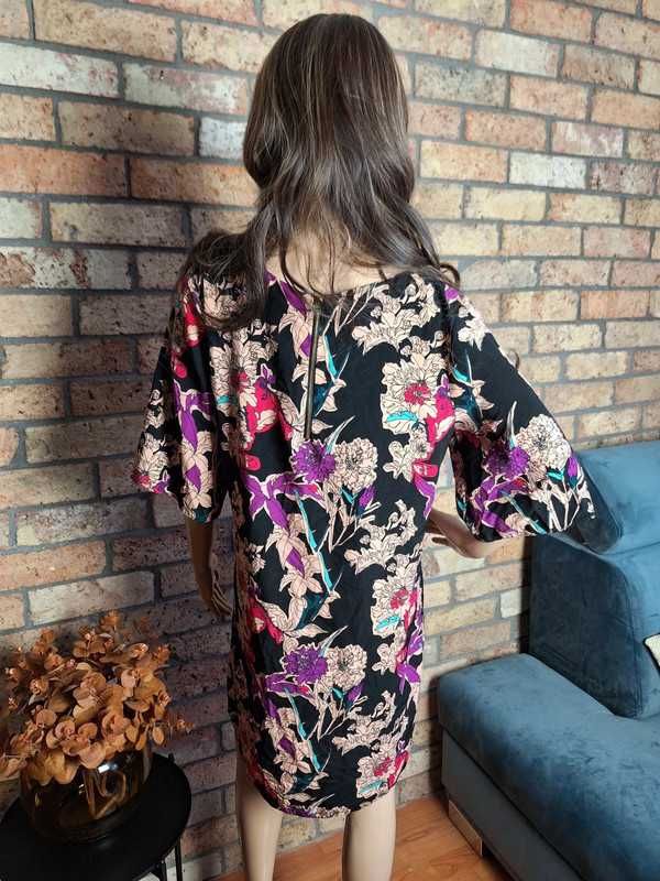 Sukienka w kwiaty elegancka wyjściowa na każdą okazję letnia 44 16 XXL