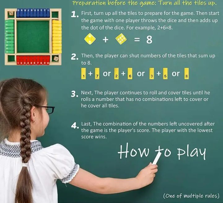 Игра Закрой коробку / Shut the box, популярная игра из дерева, цифры