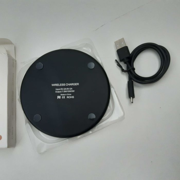 Carregador Wireless Qi 10W 2A 10cm Espelhado Novo