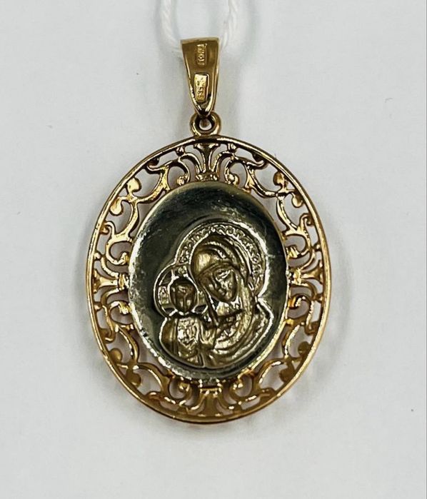 #кулон# золото585#белое и красное# размери:3*1,8 см#