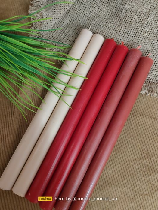 Кольорові свічки з бджолиного воску. Восковые свечи. 25*2 см