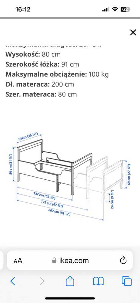 Szafa wraz z lozkiem Ikea  SUNDVIK